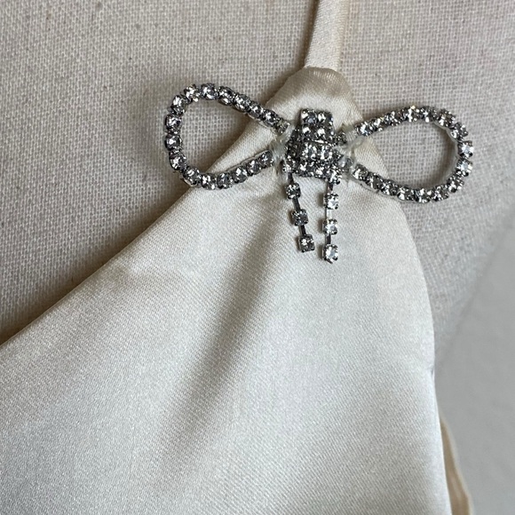 Rachel Zoe satin cami rhinestone bow accent top - Picture 3 of 6